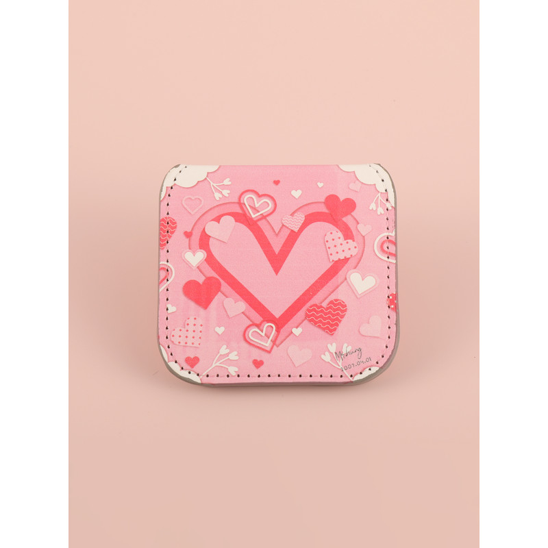 Portable Square Stainless Steel Makeup Mirror, Printed Pattern, Anti Fall, Dirt Resistant, Desktop Handheld Pocket