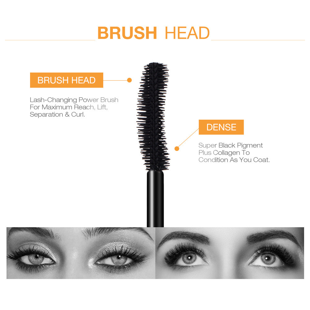 Long-wearing Gold Color Mascara, 3D Mascara Lengthening Black Lash, Eyelash Extension Eye Lashes Brush