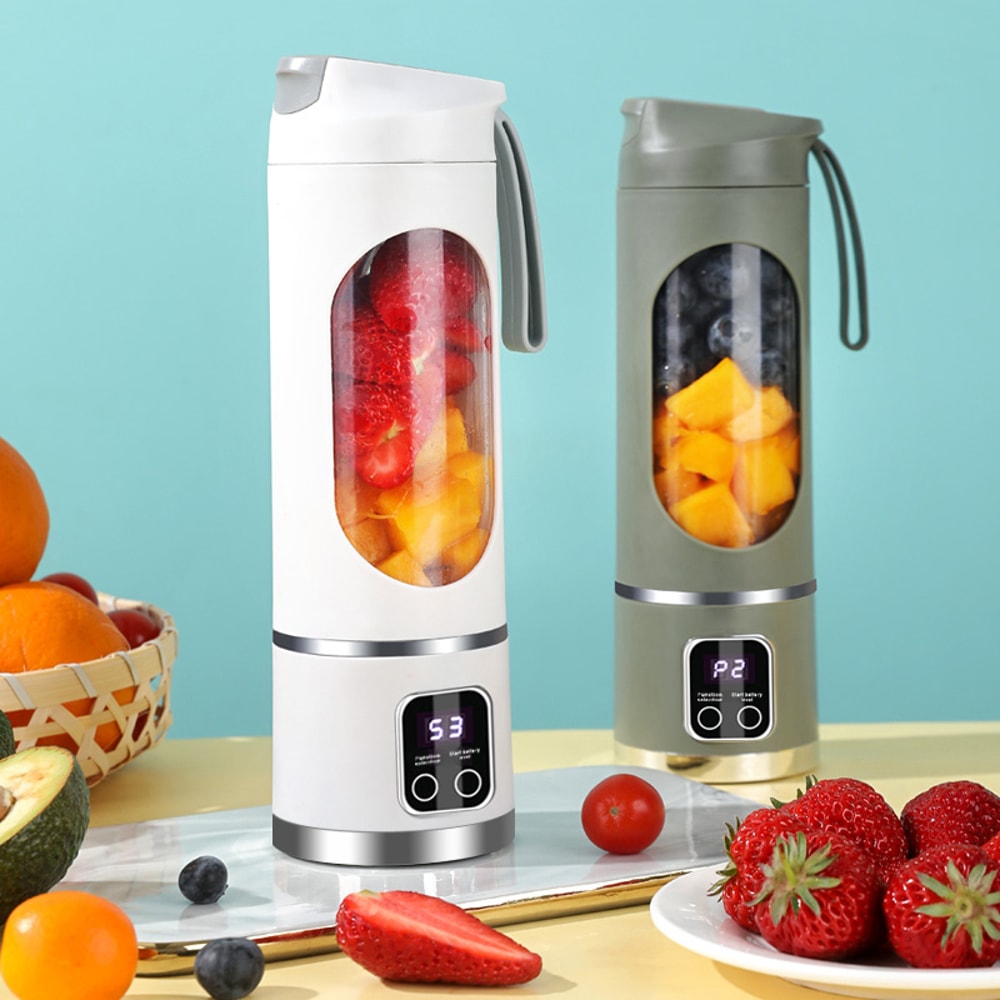LED Display Mixer, 450ml USB Rechargeable Portable Milkshake & Smoothie Maker with 12-Piece Juicer Set