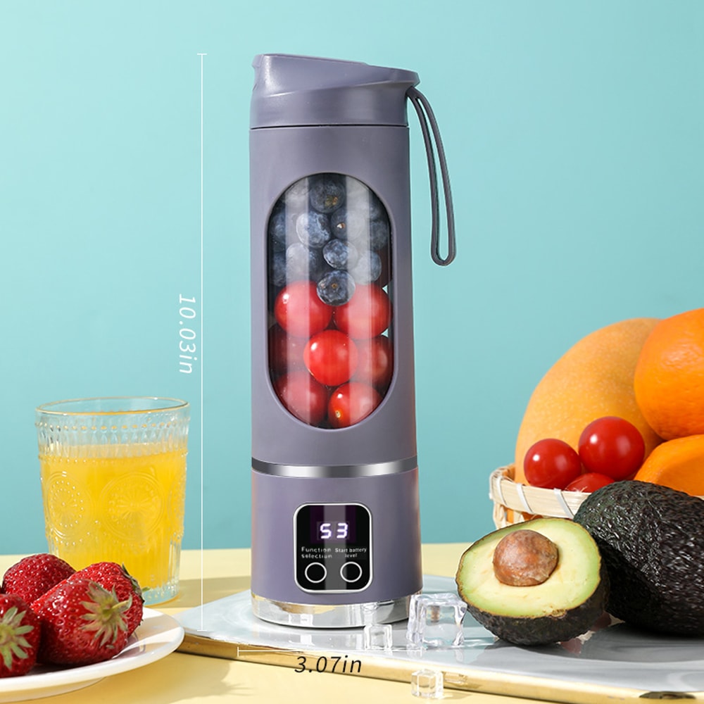 LED Display Mixer, 450ml USB Rechargeable Portable Milkshake & Smoothie Maker with 12-Piece Juicer Set