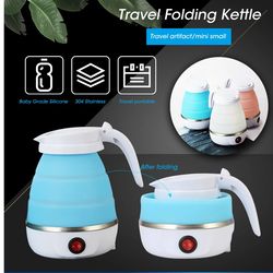 220v 0.6l mini folding kettle, 600w portable silicone electric kettle for travel & home, fast boil water heater