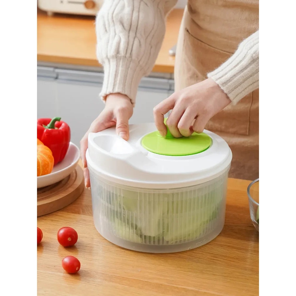 Salad Spinner for Leafy Vegetables, Lettuce Washer, Dryer Basket, Kitchen Greens Drainer and Vegetable Strainer Crisper