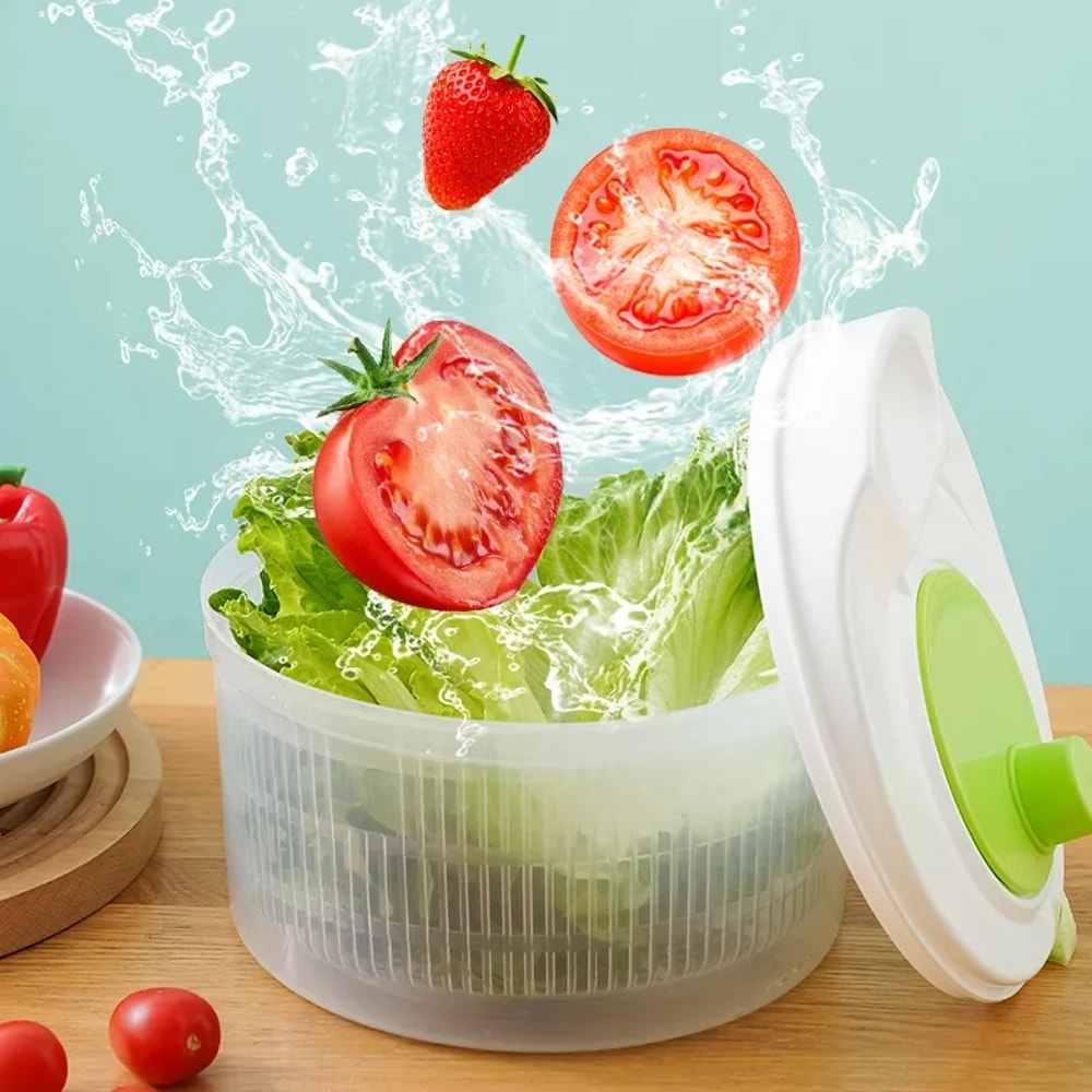 Salad Spinner for Leafy Vegetables, Lettuce Washer, Dryer Basket, Kitchen Greens Drainer and Vegetable Strainer Crisper