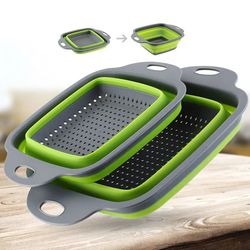 new foldable vegetable washing basket, silicone collapsible drainer, portable colander for kitchen, picnics, and camping