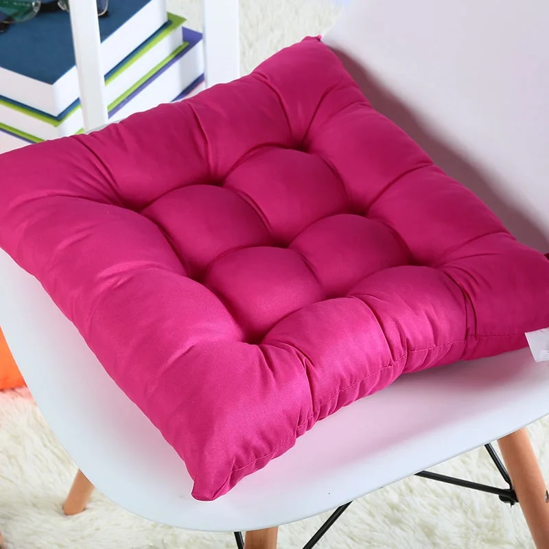 Colourful Chunky Seat Pads Cushion, Tie-On Chair Cushion for Office, Garden, Dining Kitchen, Soft Suede Square Seat