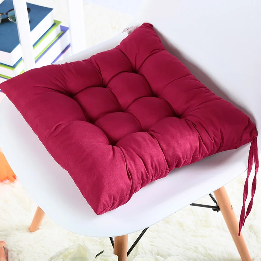 Colourful Chunky Seat Pads Cushion, Tie-On Chair Cushion for Office, Garden, Dining Kitchen, Soft Suede Square Seat