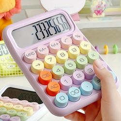 1pc cute candy color keyboard calculator, 12-digit mechanical calculator for office, desktop with large screen