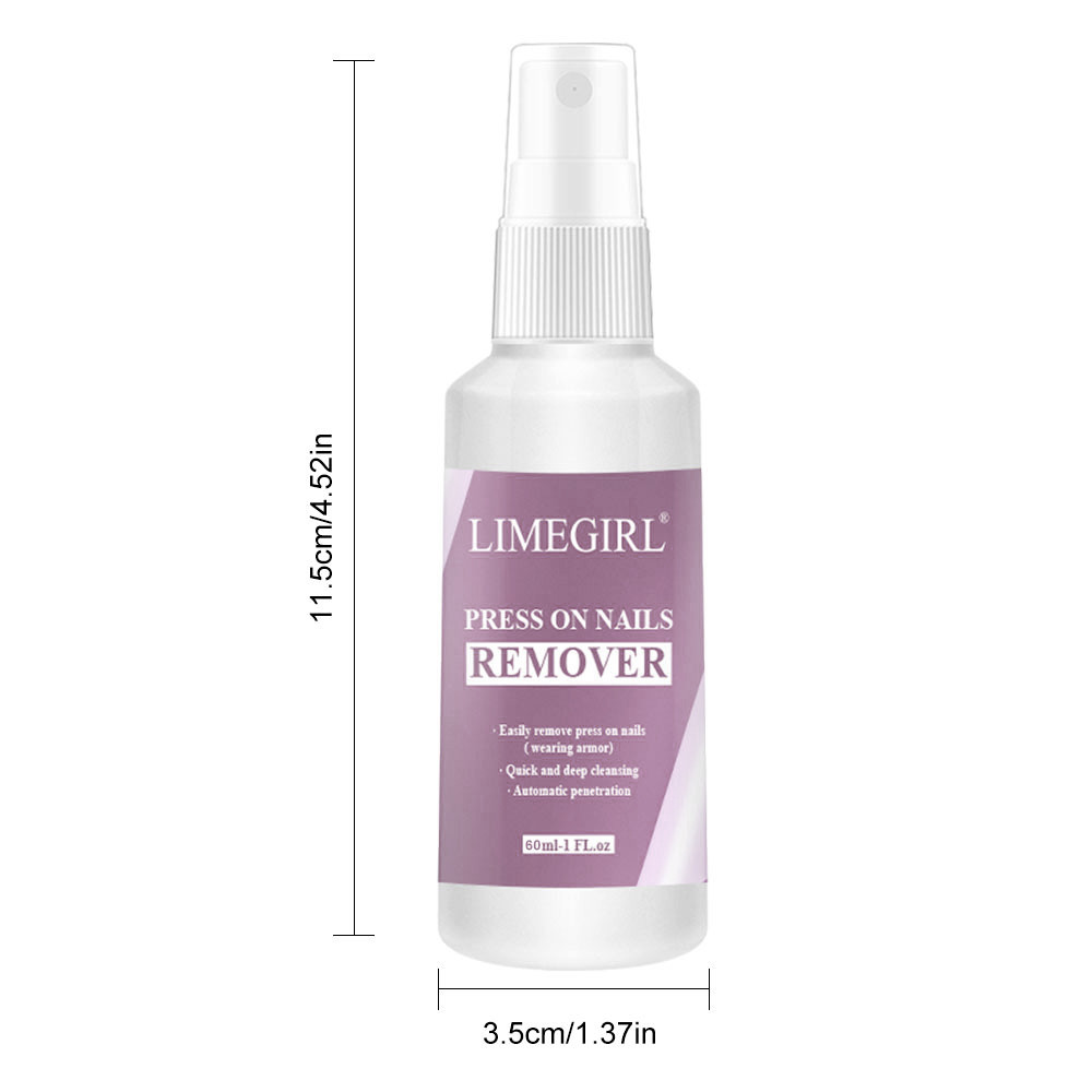 LIMEGIRL Nail Glue Remover for Press On, 60ML Non Acetone Nail Polish Remover, Easy Debonder for Press On Nails