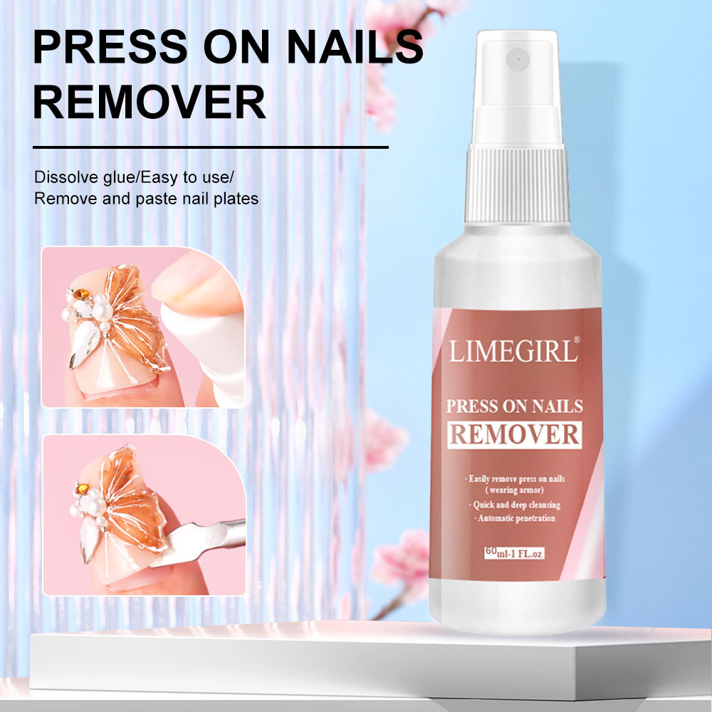 LIMEGIRL Nail Glue Remover for Press On, 60ML Non Acetone Nail Polish Remover, Easy Debonder for Press On Nails