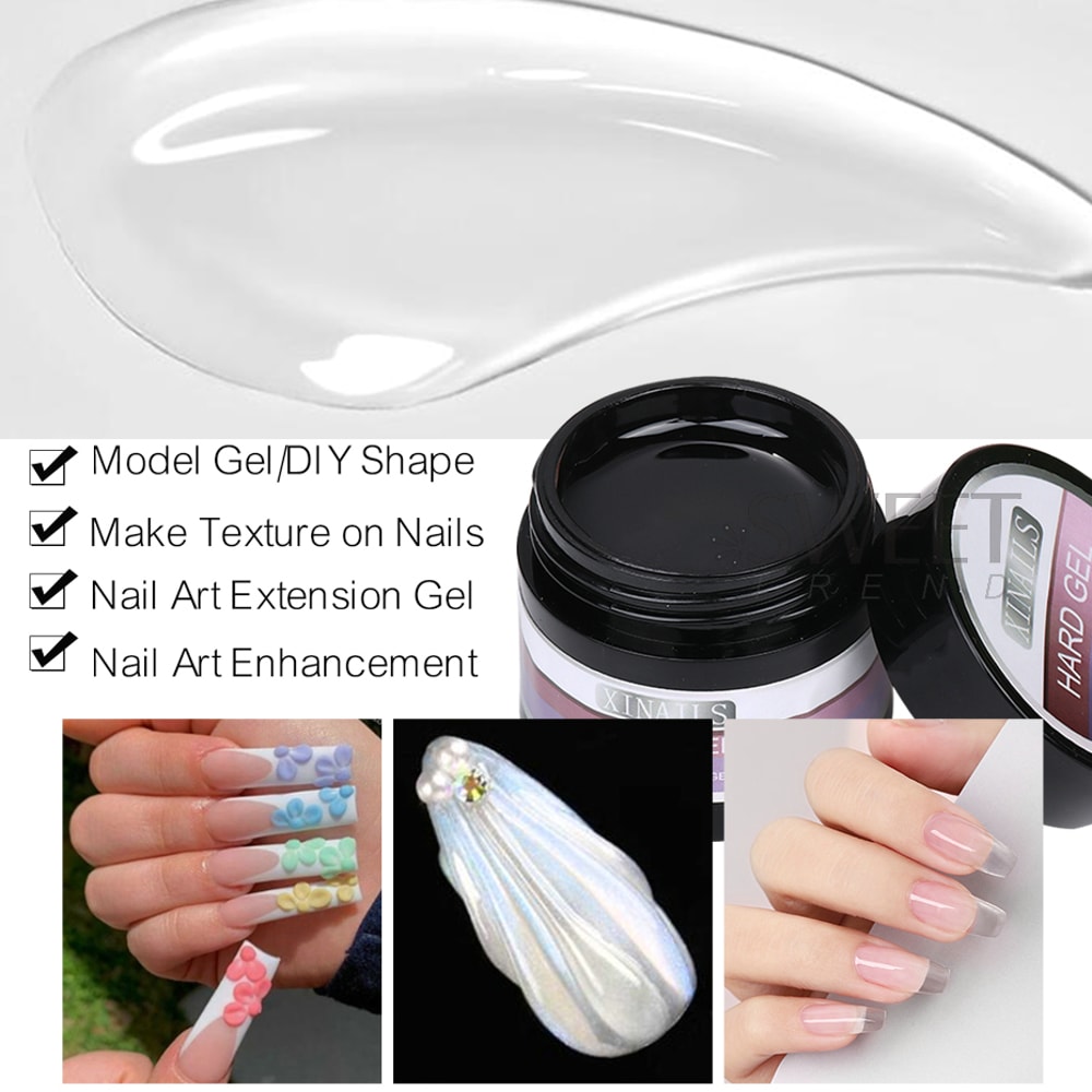 30g Reinforce Nail Glue Gel UV Finger Builder Tools, Thick Soak Off Hard Gel, No Wipe Top Coat for Nail Manicure