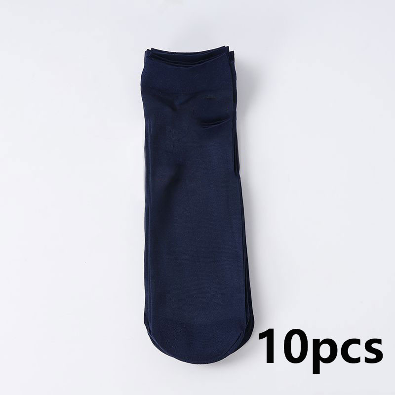 CHRLEISURE 10PCS Mens Steel Hosiery Socks Wear Resistant Thin Breathable Ice Silk Socks With Deodor 7