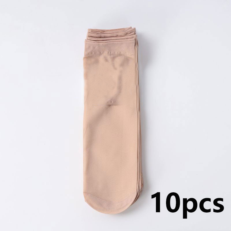 CHRLEISURE 10PCS Mens Steel Hosiery Socks Wear Resistant Thin Breathable Ice Silk Socks With Deodor 8