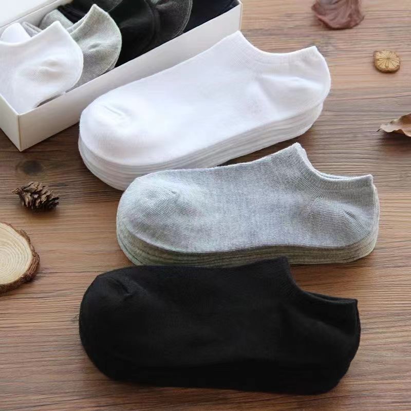 Mens Ankle Socks Solid Color Black White Gray Invisible Short Socks Breathable Cotton Sports Socks 0