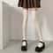 Autumn Winter Womens Stockings, Lolita Long Tight Socks in Black & White, Vertical Stripes Cotton Over Knee Thigh Socks