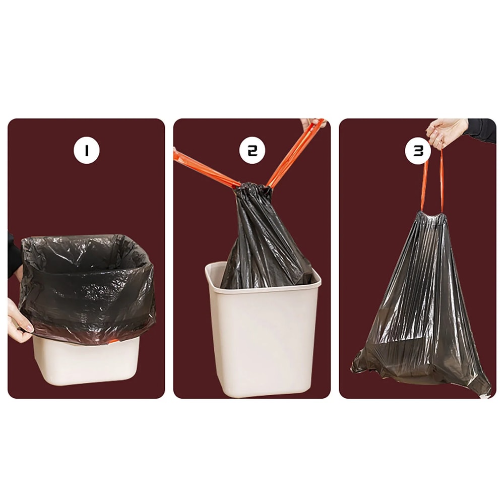 Household Kitchen Roll Drawstring Garbage Bag Thickened Automatic Closing Portable Plastic Bag No Dirty Hands Trash