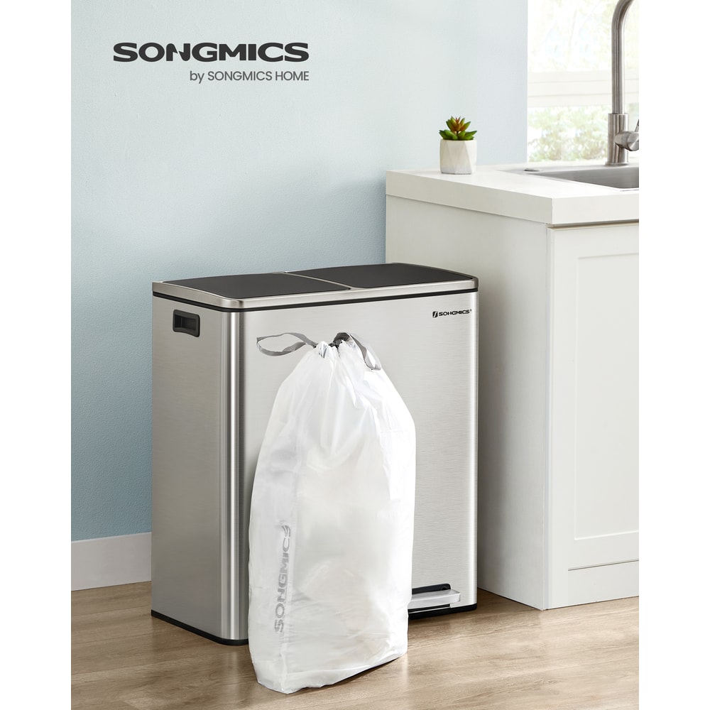 SONGMICS Trash Bags for Trash Cans, Drawstring Kitchen Garbage Bags, Pre-Separated, Liner Code