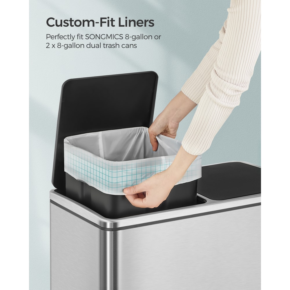 SONGMICS Trash Bags for Trash Cans, Drawstring Kitchen Garbage Bags, Pre-Separated, Liner Code