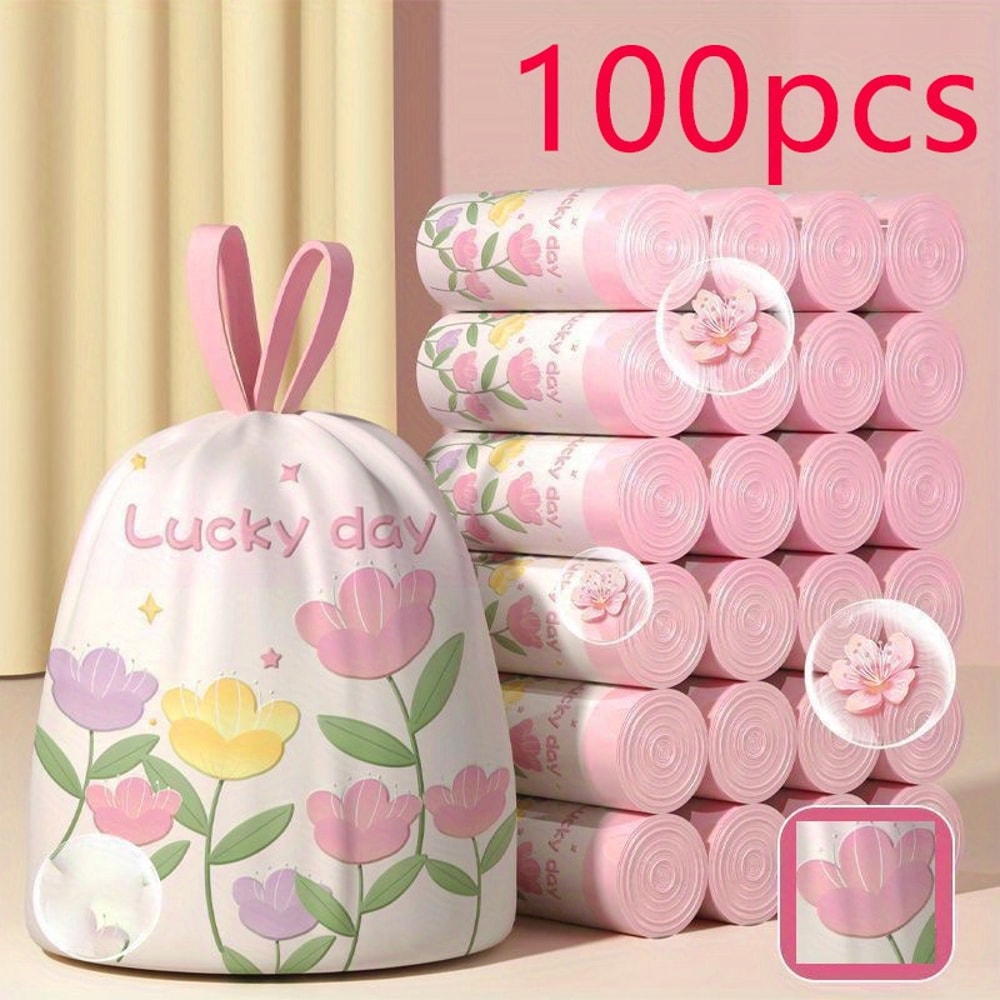 Lavender Trash Bags Thickened Scented Drawstring Trash Bags High-Density Polyethylene Large Multipurpose Bags