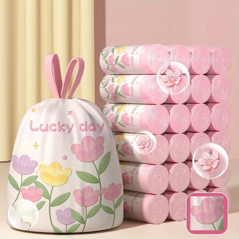 Lavender Trash Bags Thickened Scented Drawstring Trash Bags High-Density Polyethylene Large Multipurpose Bags