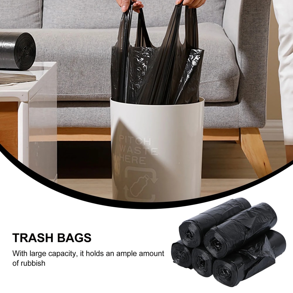 Durable Rolls Garbage Bags Dustbin Disposable Trash Dusbin Large, Office Vest, Strong Leak-Proof Waste