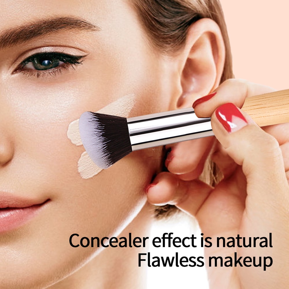 Bamboo-Handled Foundation & Concealer Brush, Best-Selling Makeup Brush with Soft Bristles for Dark Circles, Acne Marks