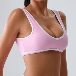 womens sport bras splicing design, breathable fitness tank, yoga top, push up workout bra crop top for gym wear