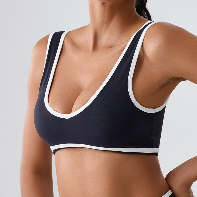 Womens Sport Bras Splicing Design, Breathable Fitness Tank, Yoga Top, Push Up Workout Bra Crop Top for Gym Wear