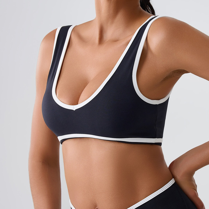 Womens Sport Bras Splicing Design, Breathable Fitness Tank, Yoga Top, Push Up Workout Bra Crop Top for Gym Wear