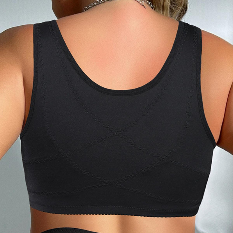 BEAUWEIR 7-Hook Front Closure Bra, Unlined Wire-Free Minimizer Bralette with Floral Design for All-Day Comfort