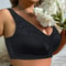 BEAUWEIR 7-Hook Front Closure Bra, Unlined Wire-Free Minimizer Bralette with Floral Design for All-Day Comfort
