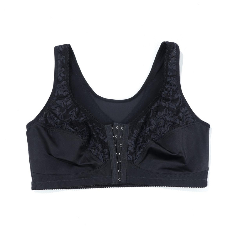 BEAUWEIR 7-Hook Front Closure Bra, Unlined Wire-Free Minimizer Bralette with Floral Design for All-Day Comfort