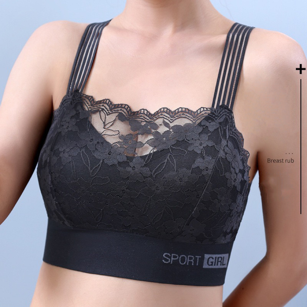 1pcs New Women's Lace Bras, Comfortable Bralette in Solid Color, Sexy Wireless Lingerie, Vest Style Tube Top