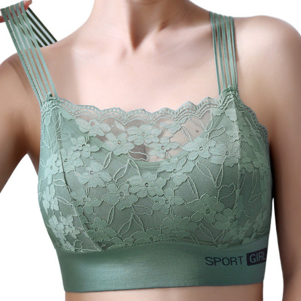 1pcs New Women's Lace Bras, Comfortable Bralette in Solid Color, Sexy Wireless Lingerie, Vest Style Tube Top