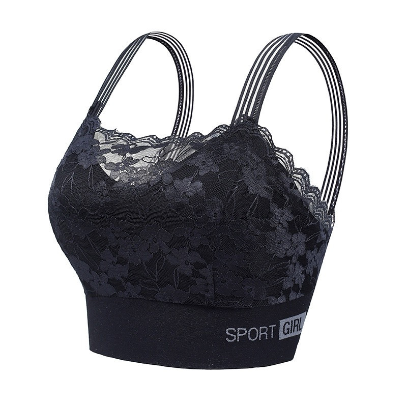 1pcs New Women's Lace Bras, Comfortable Bralette in Solid Color, Sexy Wireless Lingerie, Vest Style Tube Top