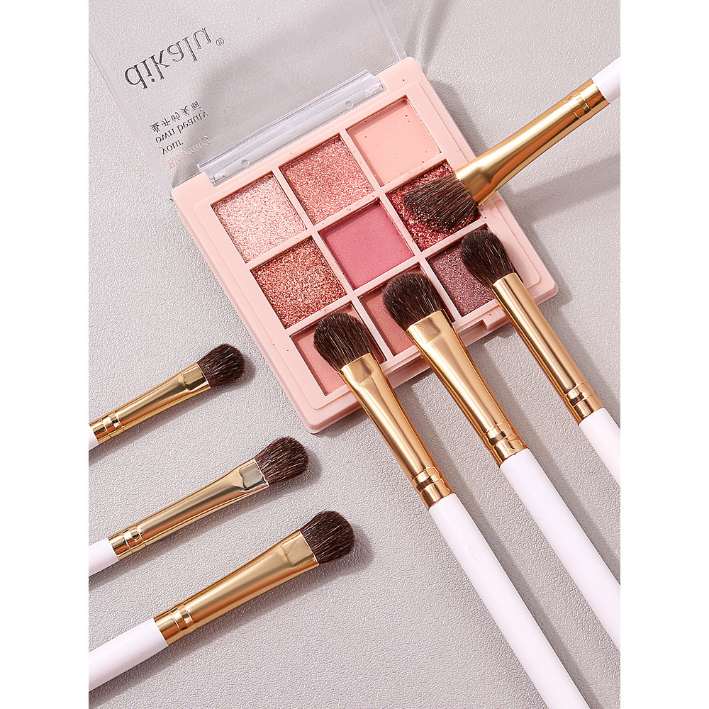 7Pcs Eye Shadow Makeup Brushes Set, Soft Horse Pony Hair Cosmetic Brushes, Blending Smudge Shader Beauty Kit