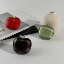airpods pro 1 2 transparent fruit earphone case, soft tpu drop-proof apple shape, personalised protective cover