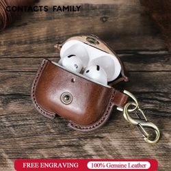 airpods 4 genuine leather case, apple air pods 4th generation earphone case cover, protective headset shell