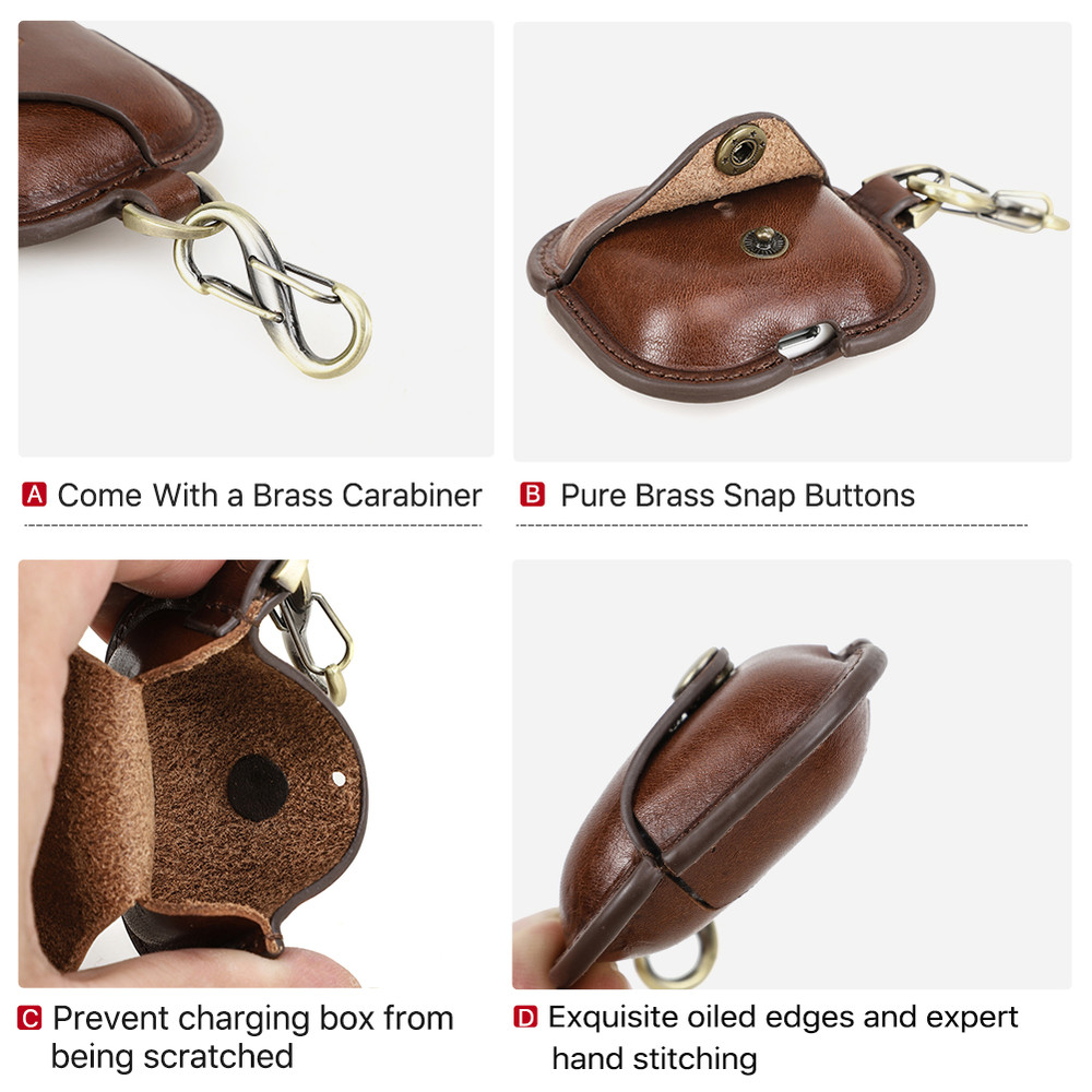 AirPods 4 Genuine Leather Case, Apple Air Pods 4th Generation Earphone Case Cover, Protective Headset Shell