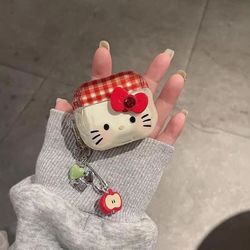 hello kitty cartoon earphone case for apple airpods 4 3 pro 2 1, protective wireless bluetooth headset cover