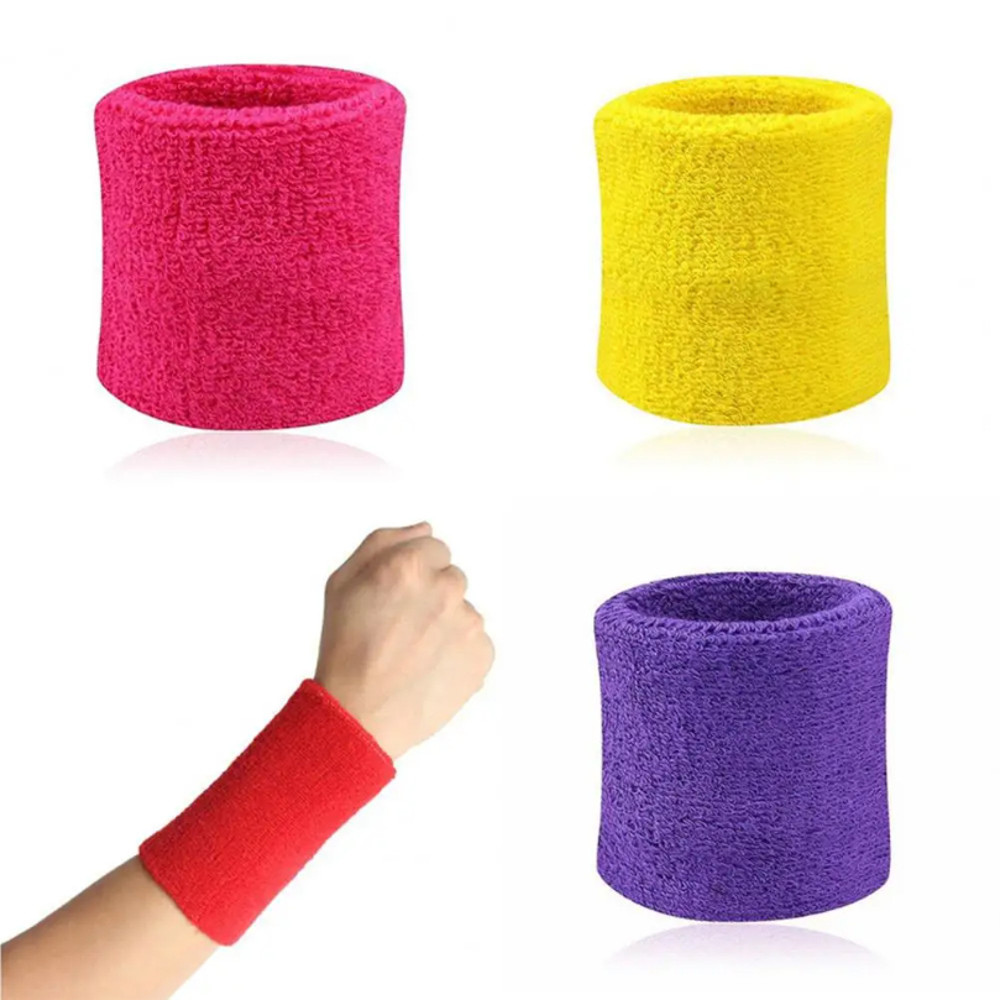 2Pcs Tennis Sports Wristband, Volleyball Gym Sweatband, Elastic Brace Support, Towel Bracelet Quick Dry