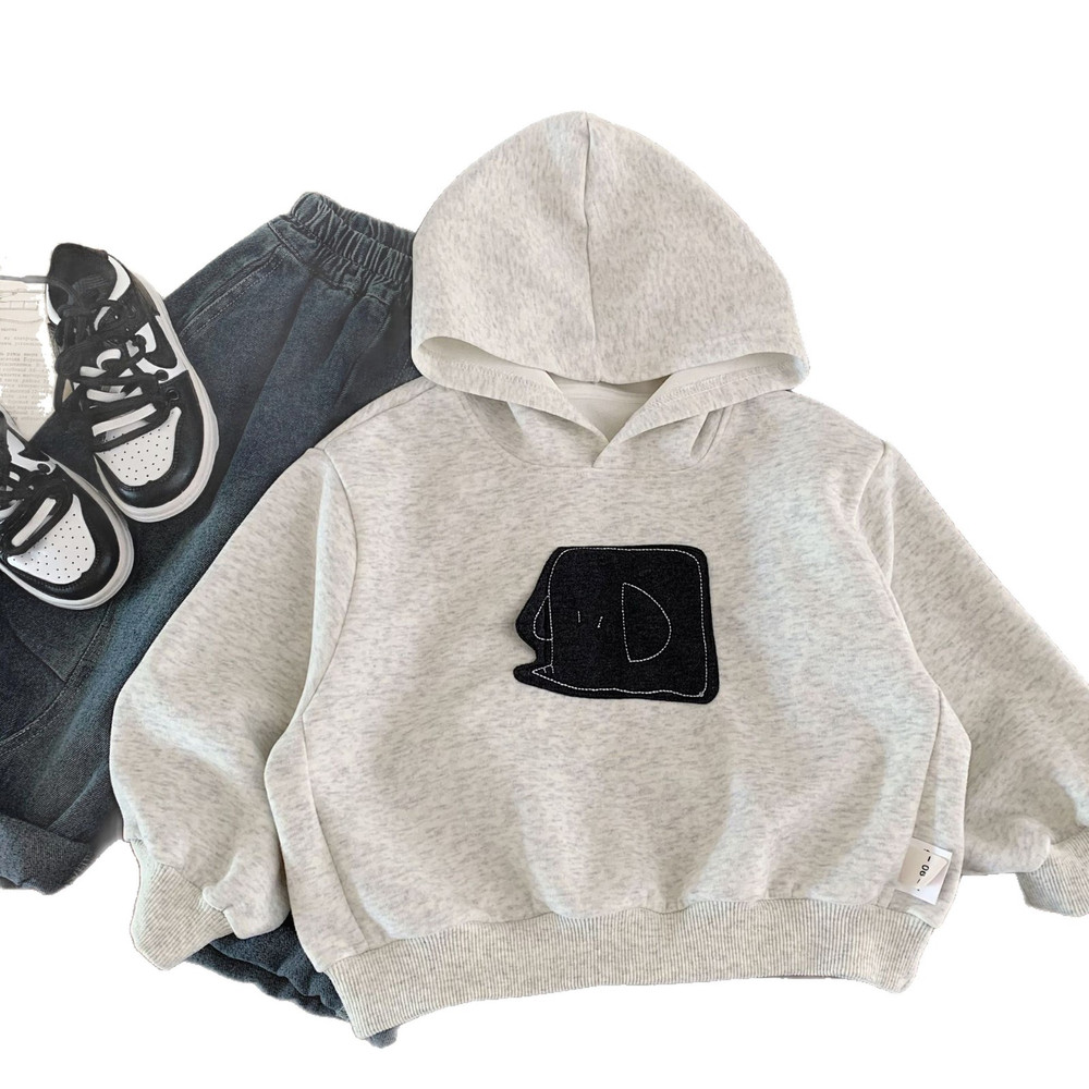 Ins Style Autumn Infant Baby Boys Tops, Hooded Cartoon Print Sweatshirt, Loose Pullover Long Sleeved Toddler Boys Tops