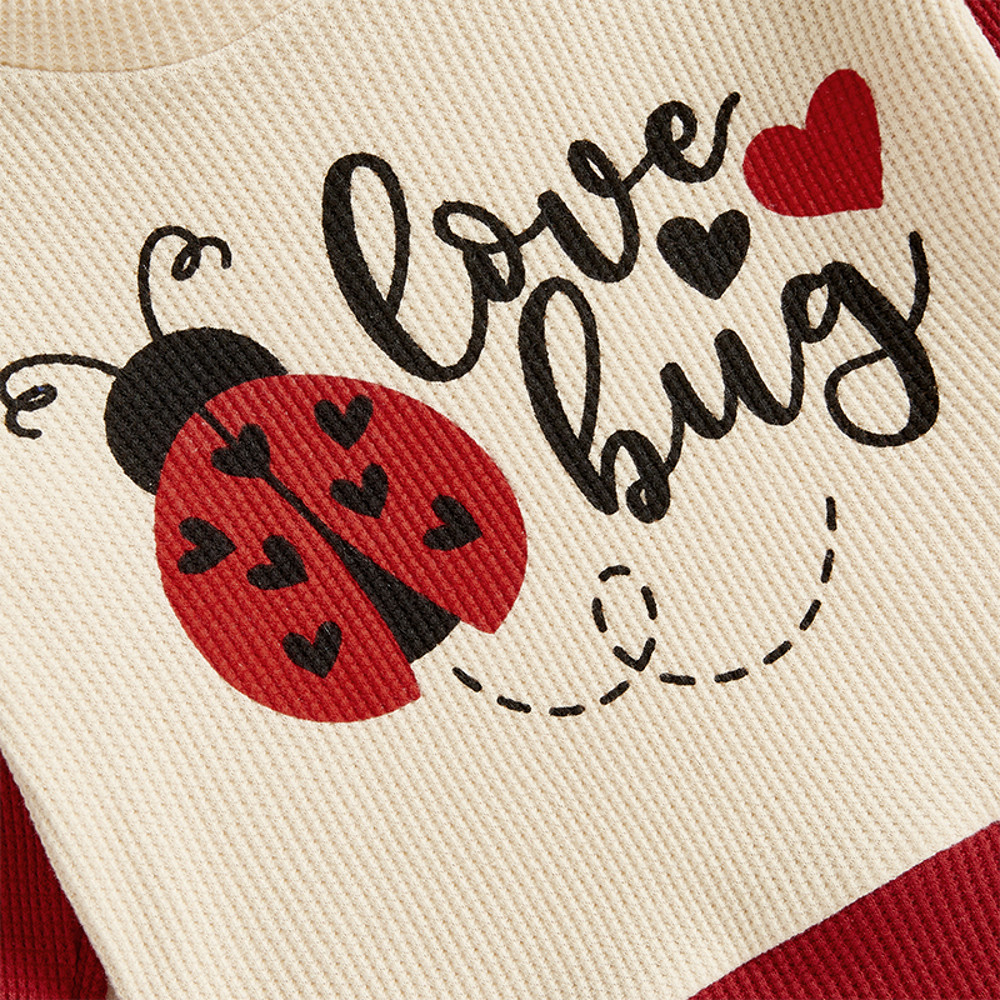 Adorable Infant Ladybug Patterned Sweatshirt, Long Sleeve Round Neck Pullover for Boys & Girls