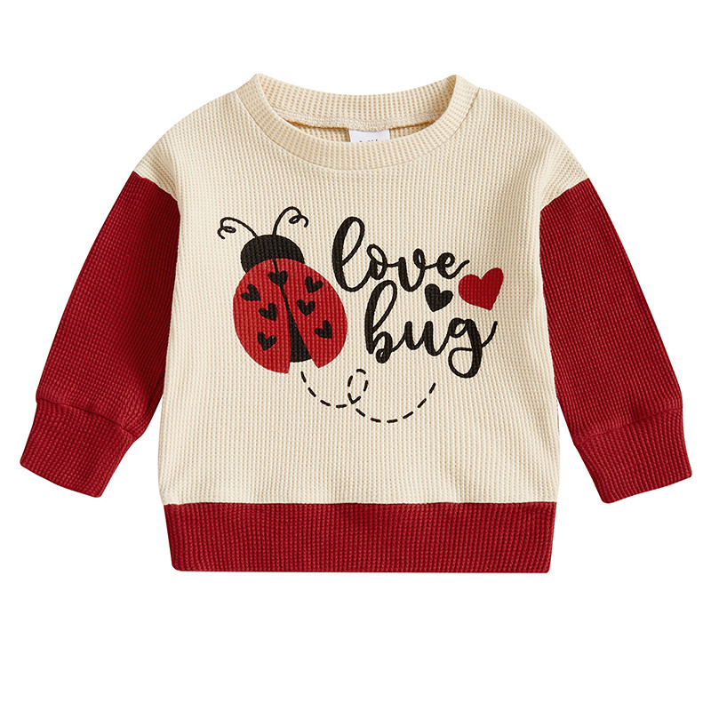 Adorable Infant Ladybug Patterned Sweatshirt, Long Sleeve Round Neck Pullover for Boys & Girls