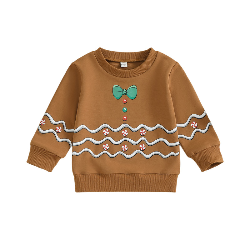 Adorable Christmas Bow Print Sweatshirt, Toddler Autumn Clothes for Baby Girl, Boy, Fall Long Sleeve Pullover Crewneck