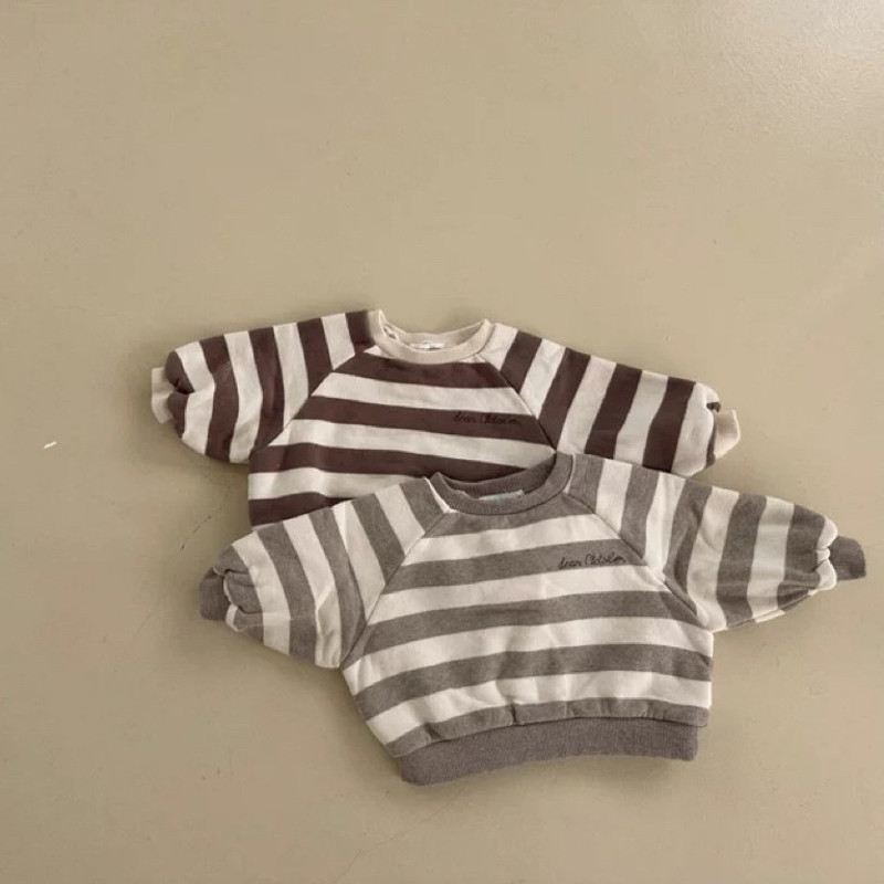 Baby Striped Sweatshirt Winter, New Long Sleeve Fleece Tops for Infant Boy, Girls, Plus Velvet Thick Casual Pullover