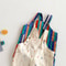 9M-5T Summer Kids Clothes, Colorful Striped Overalls with Raindrop Print, Girls Jumpsuit Outfit