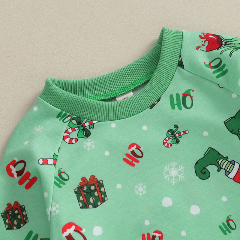 2Pcs Baby Christmas Outfits Set, Long Sleeve Letter Print Sweatshirt & Pants for Toddlers Warm Holiday Gift