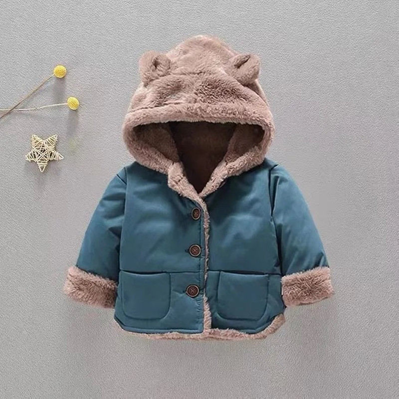 Cartoon Hooded Plus Velvet Infant Boys Coat Autumn Winter Baby Fleece Jacket Newborn Baby Girls War 4