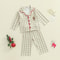 Christmas Infant Baby Plaid Pajamas Sets 2 Piece Toddler Gingerbread Embroidery Lapel Long Sleeve T 1