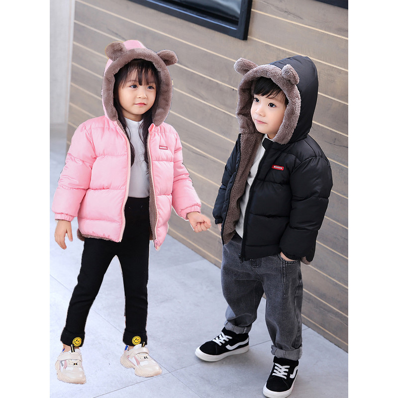 Reversible Baby Winter Coat Cartoon Hooded Plus Velvet, Baby Boys Fleece Jacket, Newborn Outerwear Toddler Girl Parkas